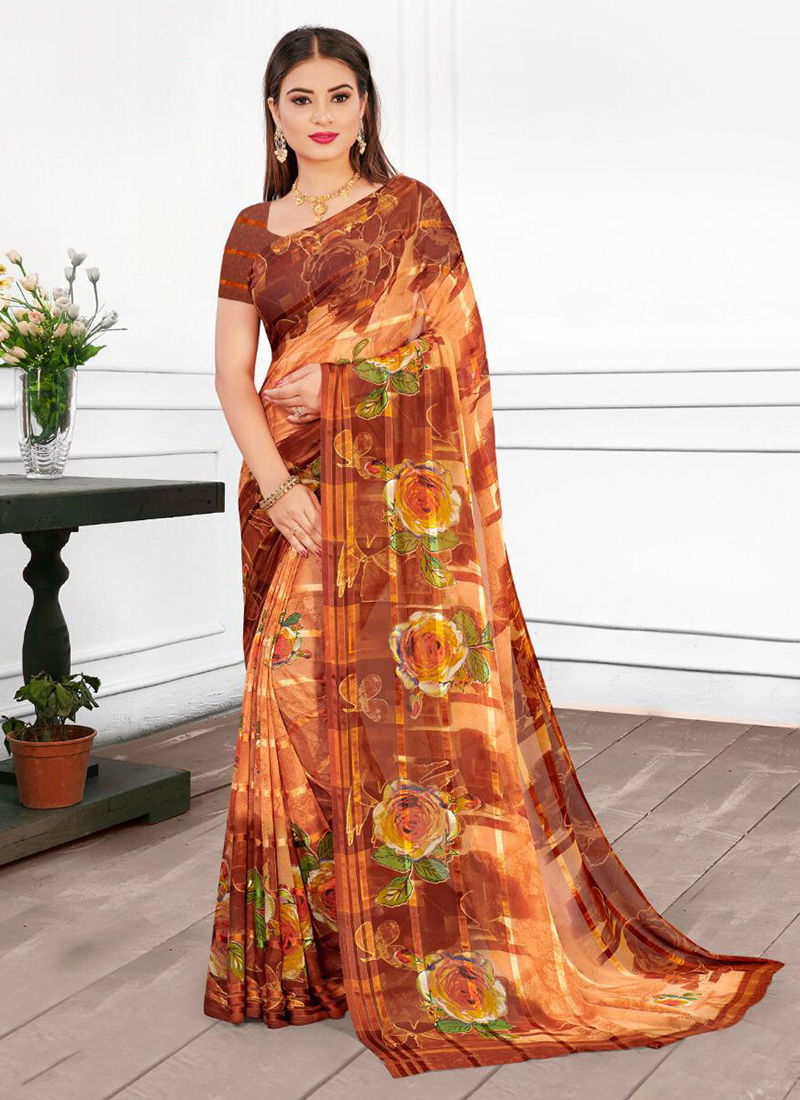 RadhaRani Weightless Satin Patti Trendy Look designer Casual Wear Sarees Collection 21021-21028